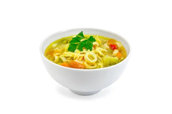 Zupa Minestrone z pietruszki w misce biały — Zdjęcie stockowe