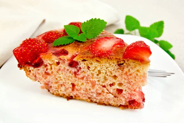 Pie strawberry with jelly on board Royalty Free Stock Photos