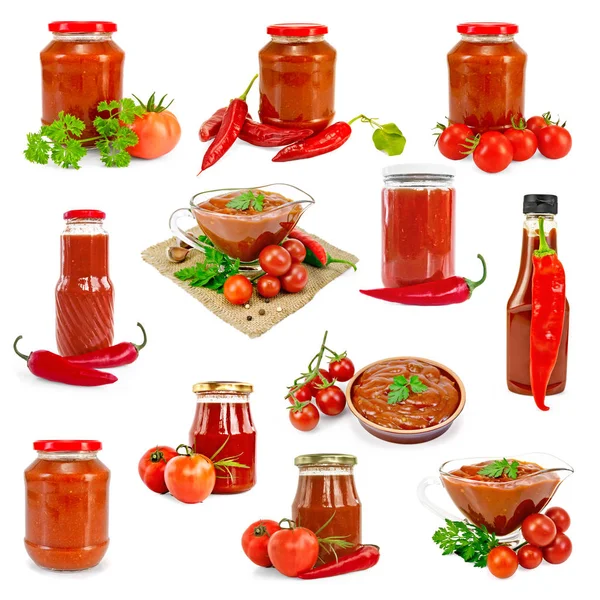 Ketchup som isolerade set — Stockfoto