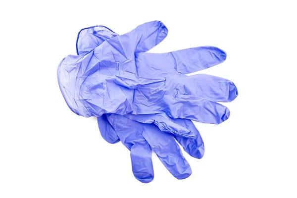 Blå Latex Medicinska Handskar Isolerad Vit Bakgrund — Stockfoto