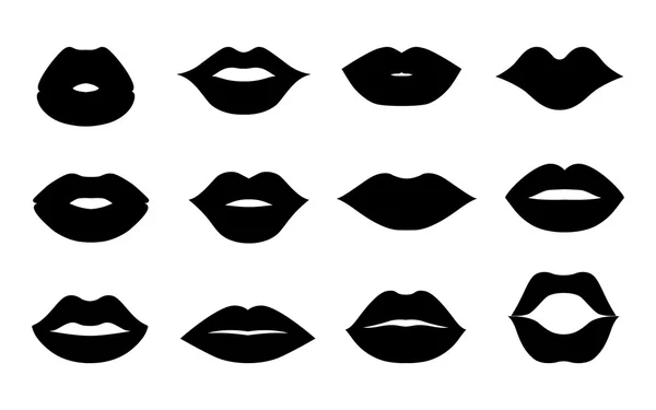 Iconos de labios forma conjunto vector — Archivo Imágenes Vectoriales