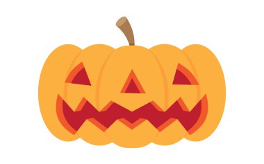 Cadılar Bayramı Balkabağı beyaz üzerine korkunç yüzü