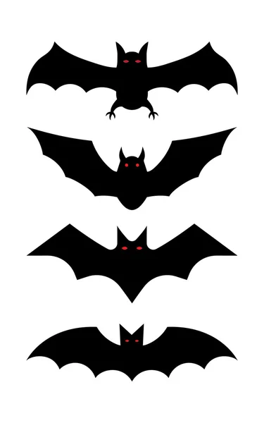 Siluetas de murciélago - Halloween vector ilustración — Archivo Imágenes Vectoriales