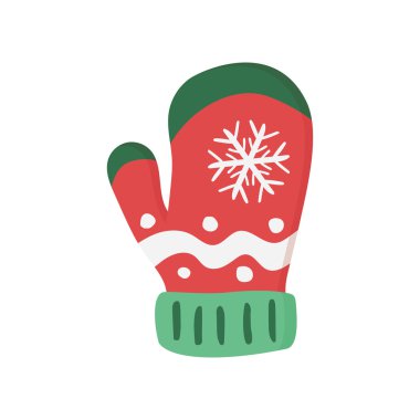 parlak kırmızı kış örme mitten