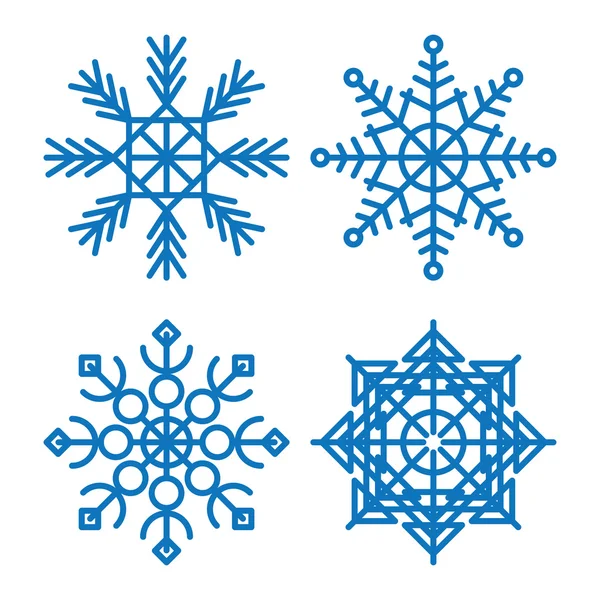 Verschillende winter sneeuwvlokken vector set — Stockvector