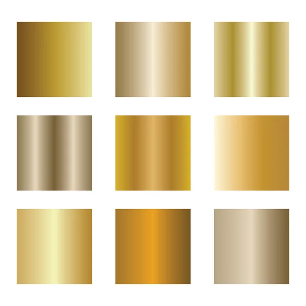 Set di sfumature d'oro. Sfondi dorati. Illustrazione vettoriale . — Vettoriale Stock