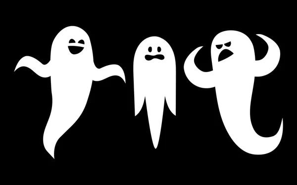 Félelmetes fekete háttér fehér szellemek — Stock Vector