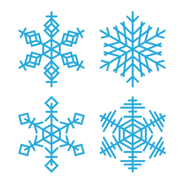 Verschillende winter sneeuwvlokken vector set — Stockvector