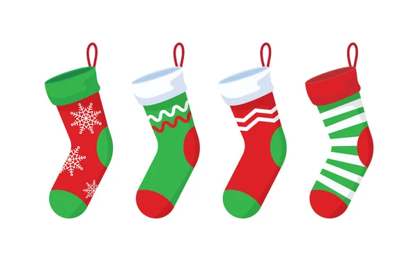 Vánoční ponožky sada. — Stockový vektor