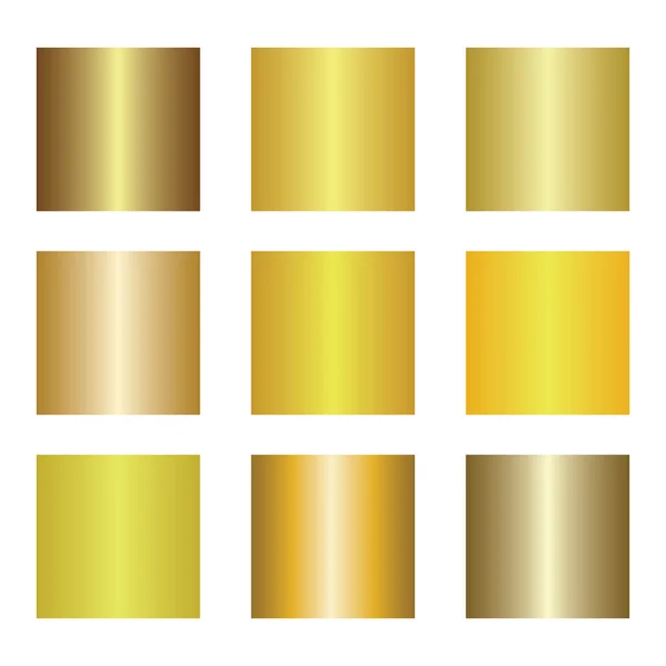 Set di sfumature d'oro. Sfondi dorati. Illustrazione vettoriale . — Vettoriale Stock
