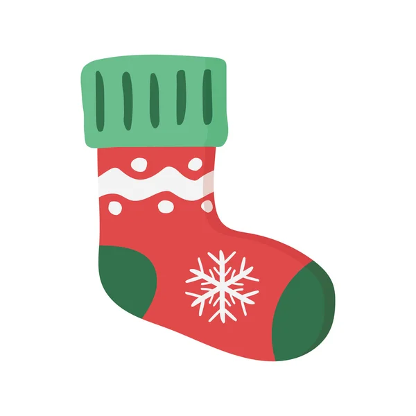 Vánoční ponožka. Vektorové ilustrace. Izolovaný. — Stockový vektor
