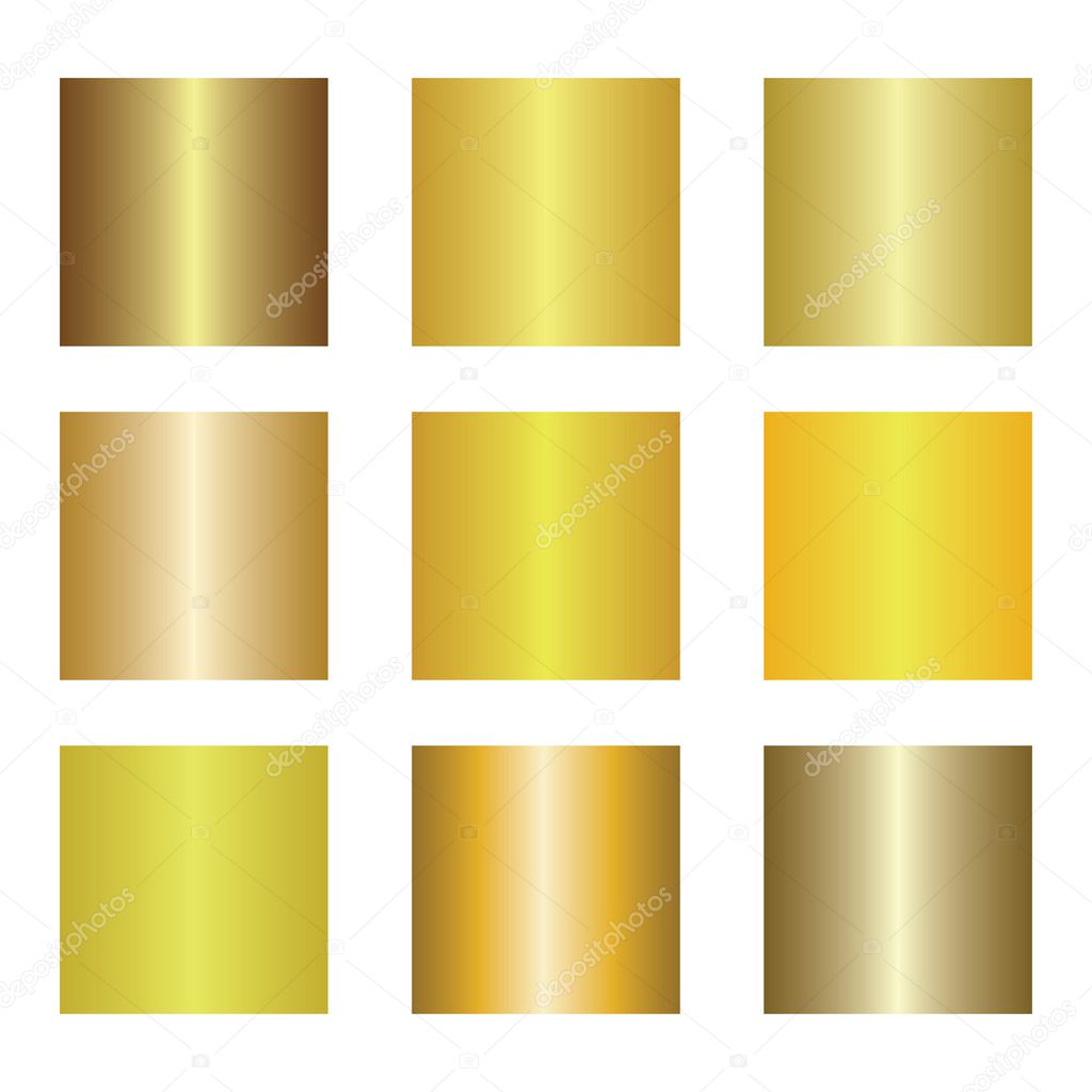 Set of gold gradients. Golden backgrounds. Vector illustration.