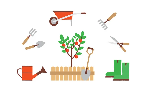 Jardinier avec outils de jardin — Image vectorielle