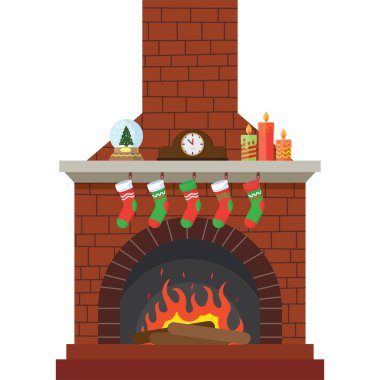 Noel çorap şömine tarafından