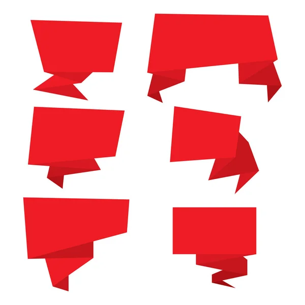 Ensemble de bannières en papier rouge . — Image vectorielle