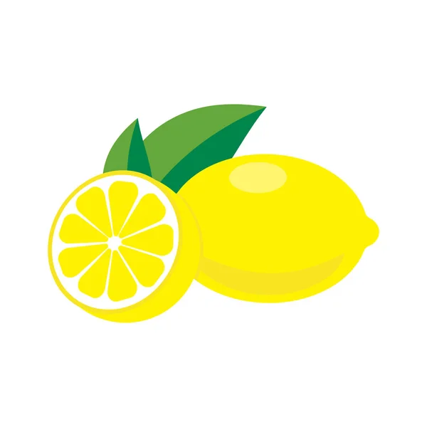 Лимон с листьями — стоковый вектор
