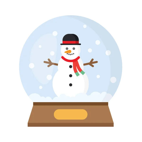 Globe de neige de Noël avec bonhomme de neige drôle — Image vectorielle