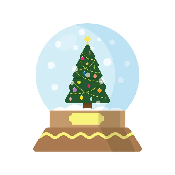 Boule de neige avec un arbre de Noël à l'intérieur . — Image vectorielle