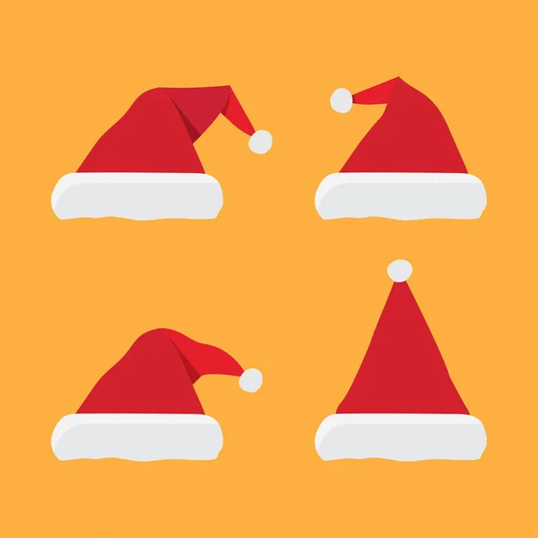 Ensemble de chapeaux de Père Noël rouge — Image vectorielle