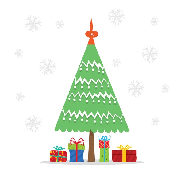 Christmas tree with gifts — Stock Vector