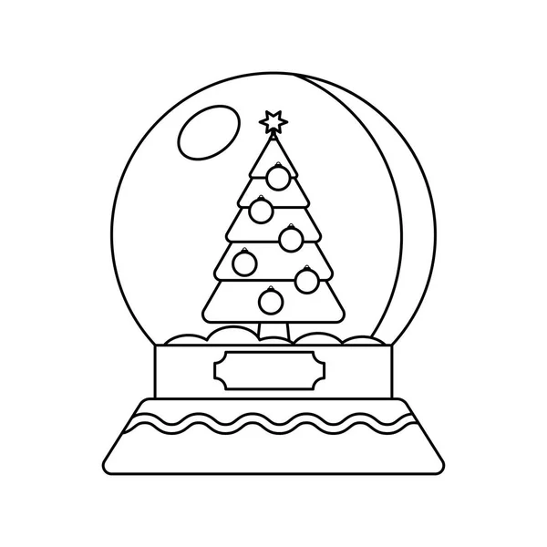 Boule de neige avec un arbre de Noël à l'intérieur . — Image vectorielle