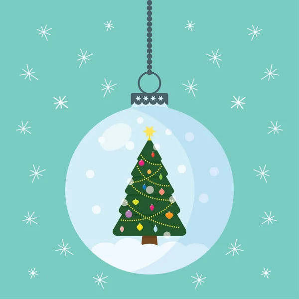 Globe de Noël avec un arbre à l'intérieur . — Image vectorielle
