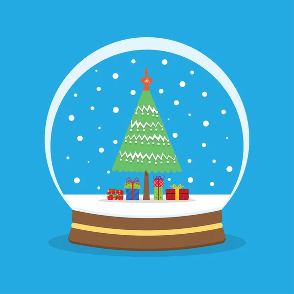 Snow globe with a Christmas tree inside. — Stock Vector