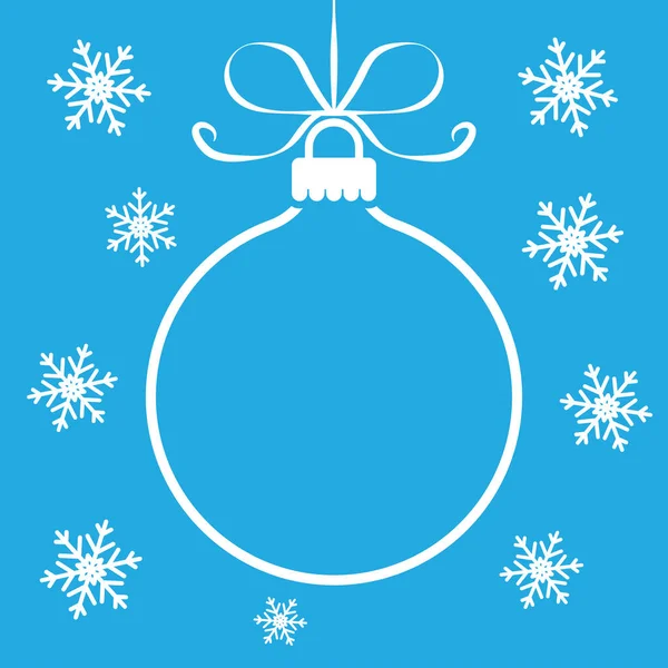 Christmas ball toy outline on blue background — Stock Vector