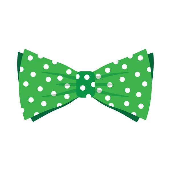 Elegant green bow tie with white polka dots — Stock Vector