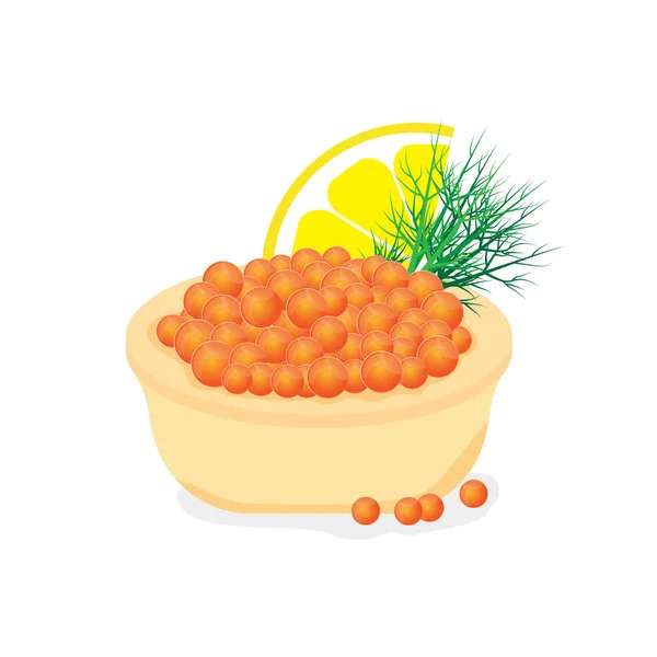 Caviar rouge dans un apéritif tartelette pour buffet — Image vectorielle