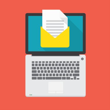 ekranda açık e-posta iletisi ile dizüstü bilgisayar