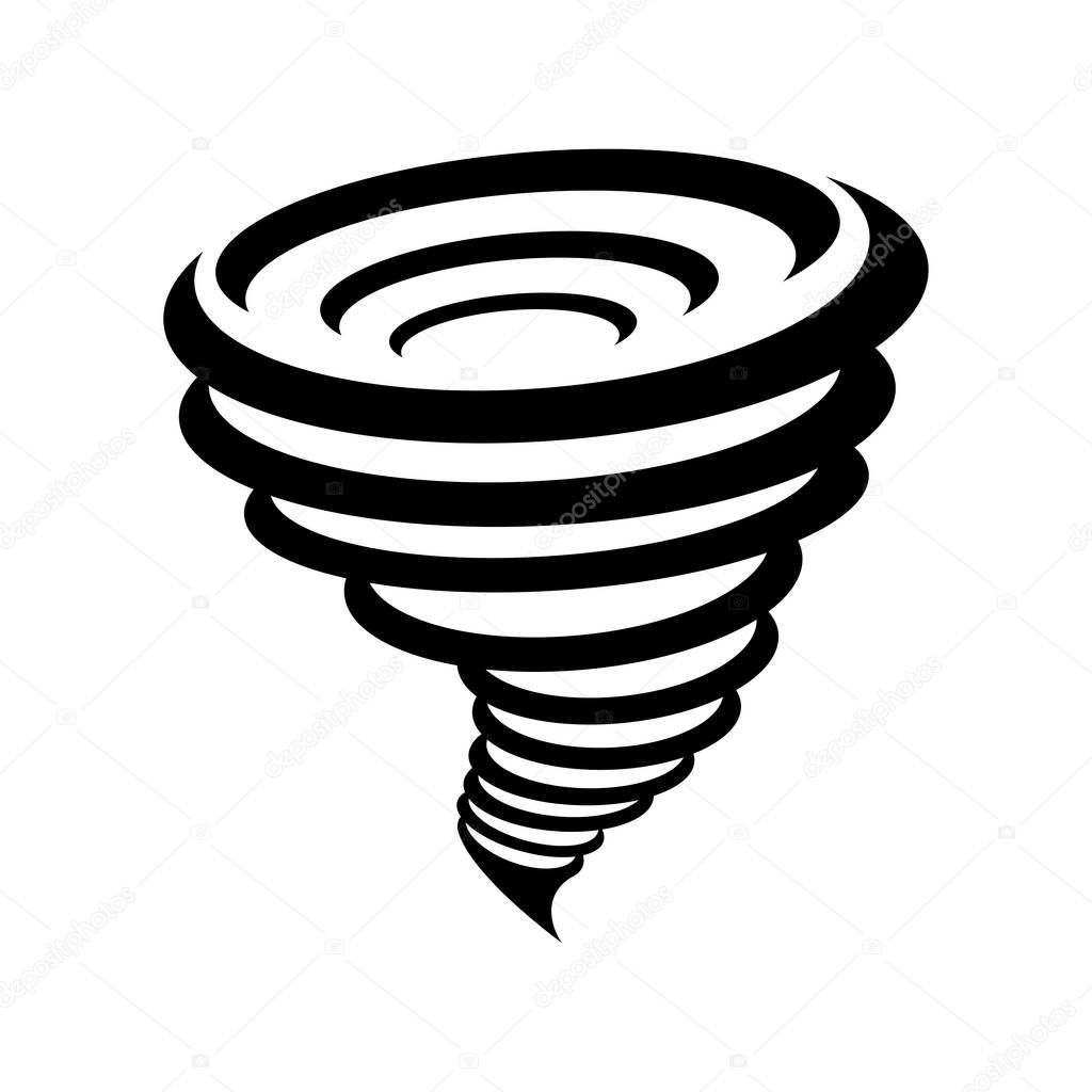 Tornado symbol isolated on yellow background. Typhoon vector illustration