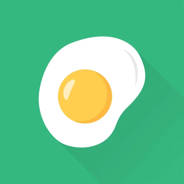 Huevos fritos estilo plano con sombra larga — Vector de stock