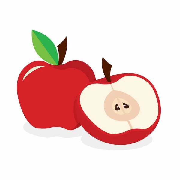 Pomme rouge sur le fond blanc — Image vectorielle