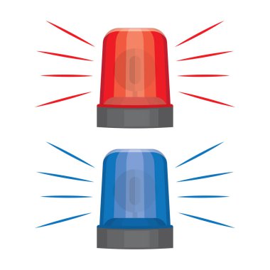 Blue and red flashing warning lights and sirens. clipart