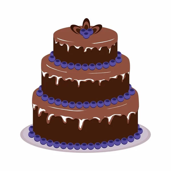 Čokoládový dort s bobulemi — Stockový vektor