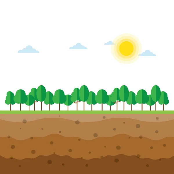 Χώμα προφίλ με δέντρα — Διανυσματικό Αρχείο