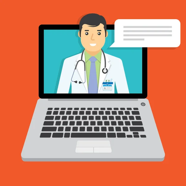 Médecin en ligne, consultation médicale . — Image vectorielle