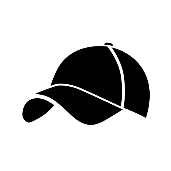 Negro icono gorra de béisbol — Vector de stock