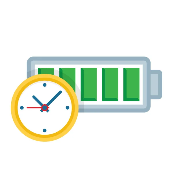 Durée de vie de la batterie, icône horloge — Image vectorielle