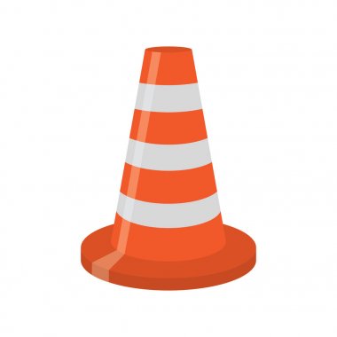 orange road cone with white lines clipart