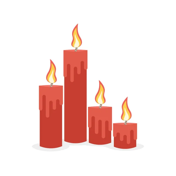 Velas encendidas conjunto . — Vector de stock