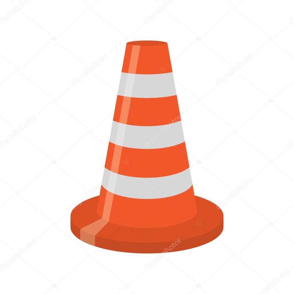 orange road cone with white lines