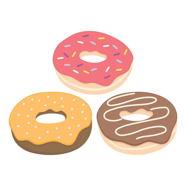 Ensemble de vecteurs de donut isolé sur un fond clair — Image vectorielle