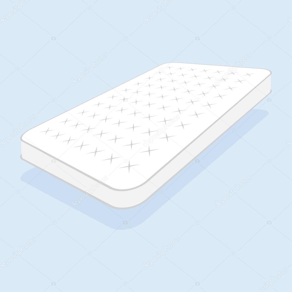 Double white mattress in flat style vector illustration