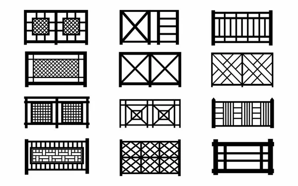 Заборы деревянные иконы — стоковый вектор