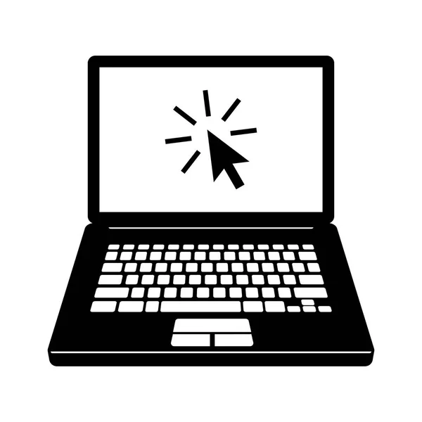 Laptop com cursor Ícone — Vetor de Stock