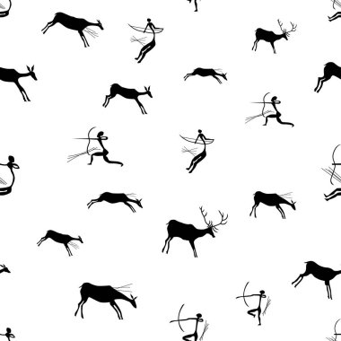 Kaya resimleri ile av sahnesi