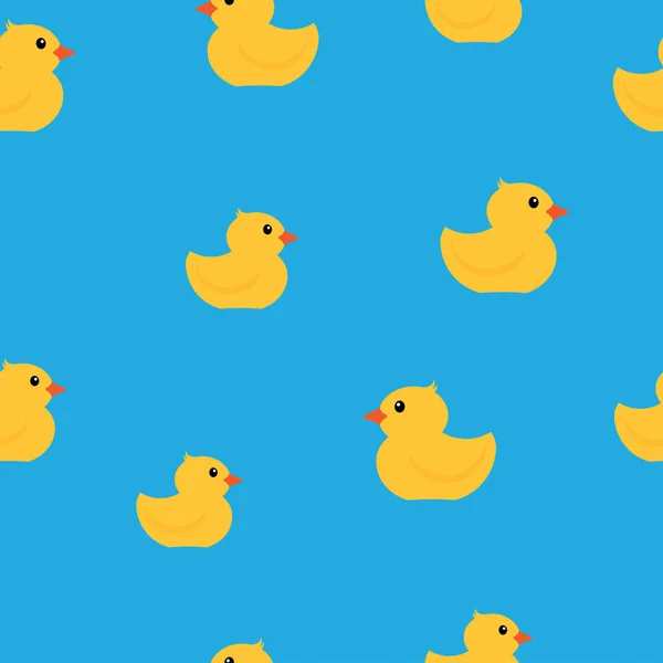 Yellow rubber ducks seamless pattern. — Stock Vector