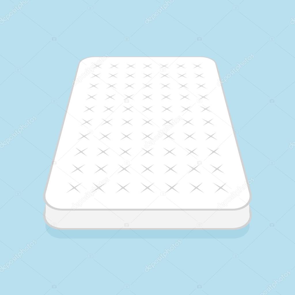 Double white mattress in flat style vector illustration